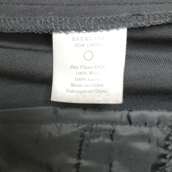 Everlane 100% Wool Black Tapered Dress Pants High Rise Minimalist Size 2 - Picture 5 of 8